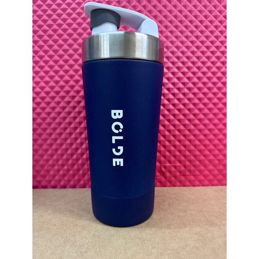 Bolde Stainless Steel Shaker Bottle Navy Blue 20oz with 6oz Storage Base